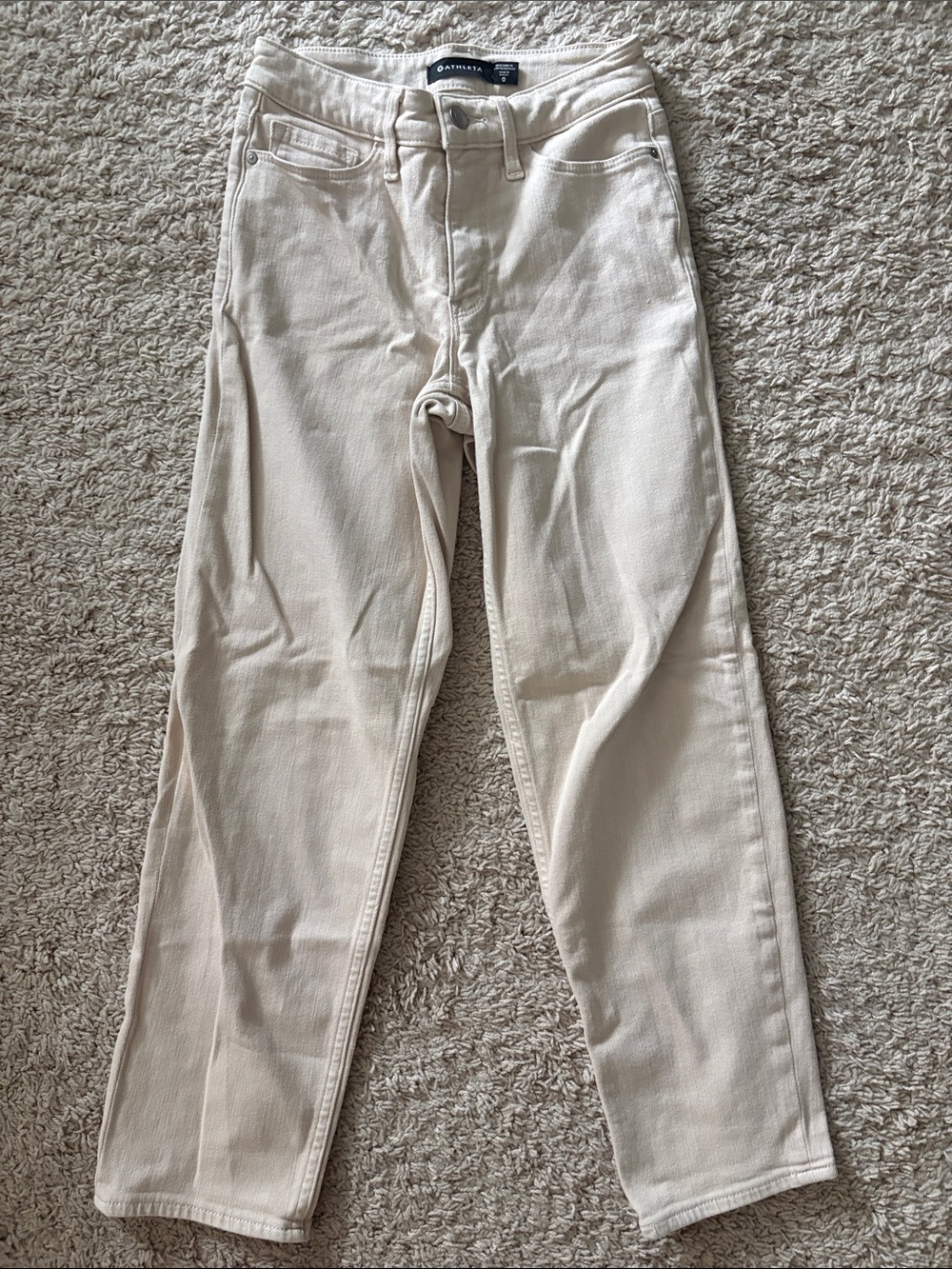Athleta Cream Straight-Leg Jeans